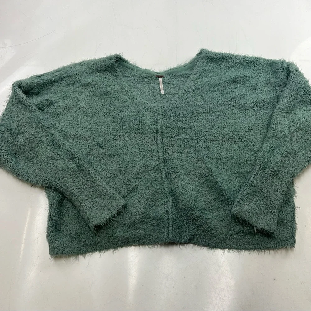 Free People Soft V-Neck Sweater - Mint Green - Picture 2 of 6